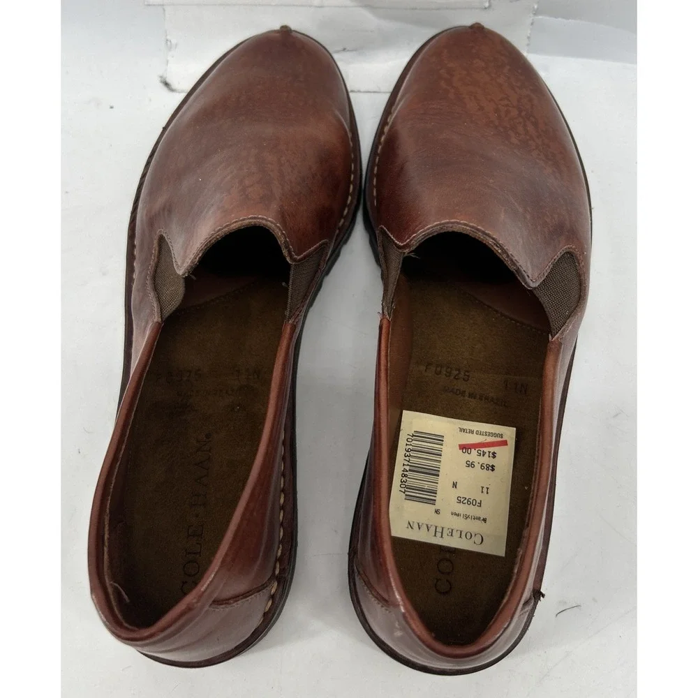 Cole Haan Brantley Slip On Split Toe Loafers Cognac Brown F0925 Men's 11N NEW